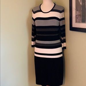 Striped Long Sleeve Sweater Dress by Calvin Klein